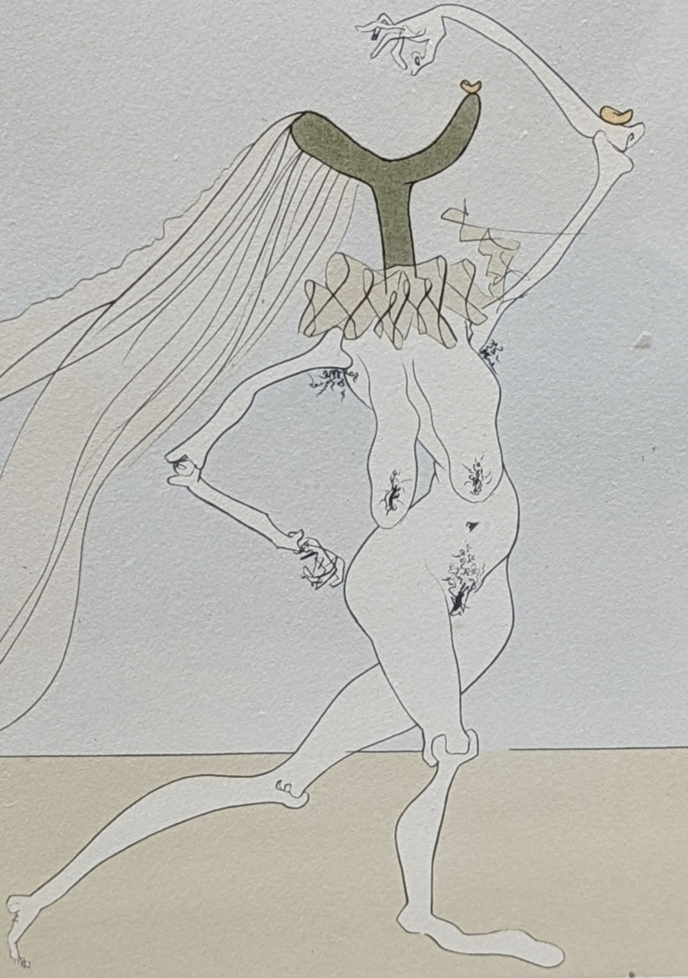 Salvador Dali (1904-1989), etching, Nu aux Voilettes (from Visions De Quevedo), signed in pencil, 201/300, 21 x 15cm